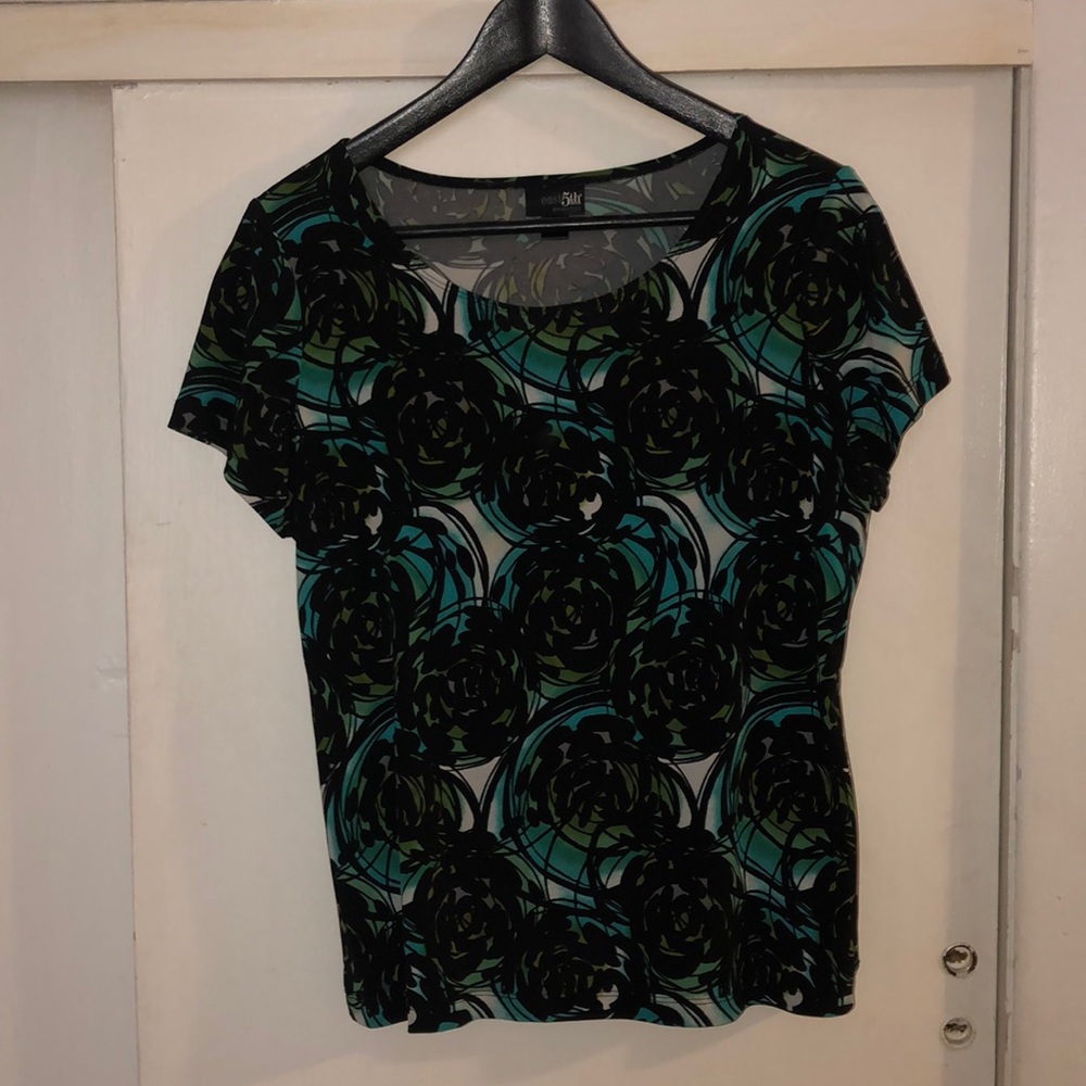 Dressy black, aqua, green T-shirt